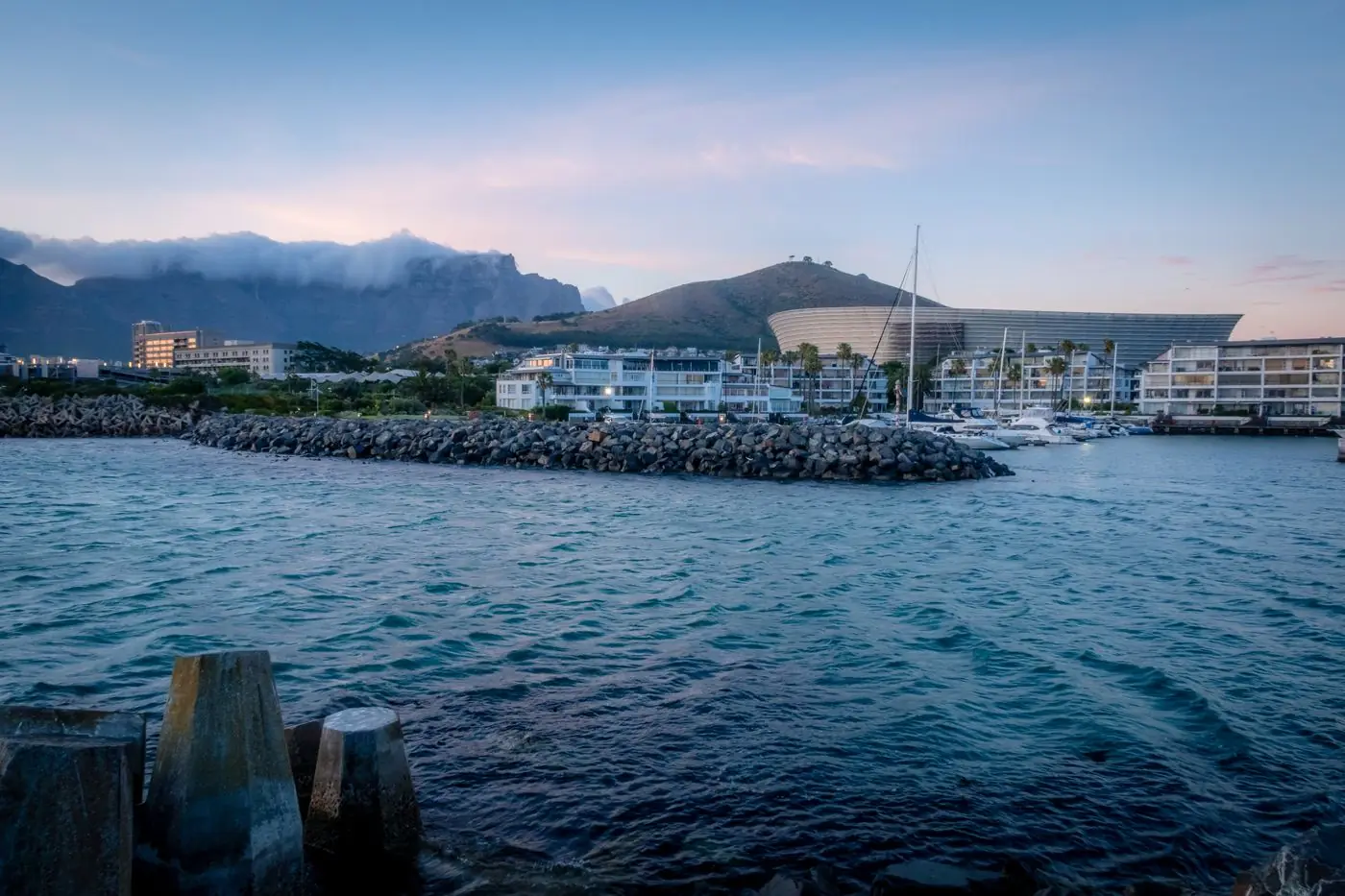Cape Town waterfront beneath Table Mountain