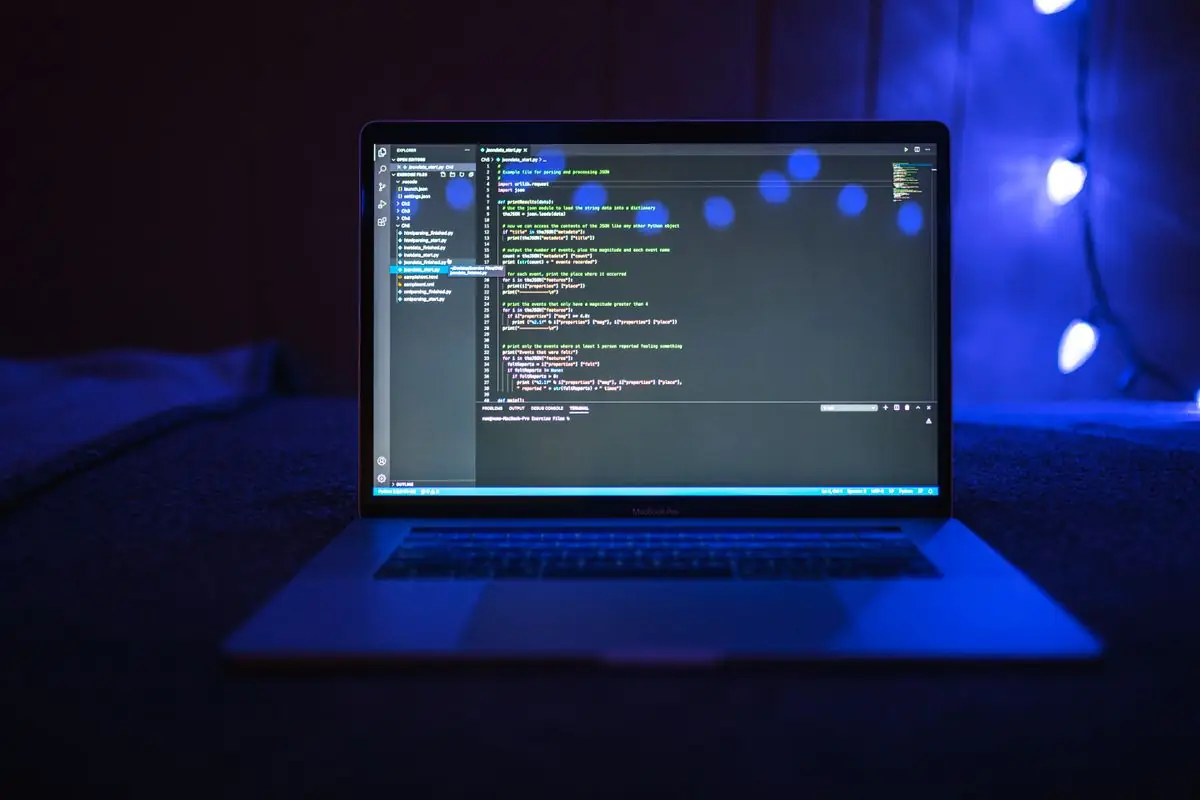 Code on a dark editor screen