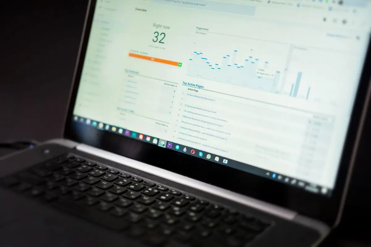 A live analytics dashboard on a laptop