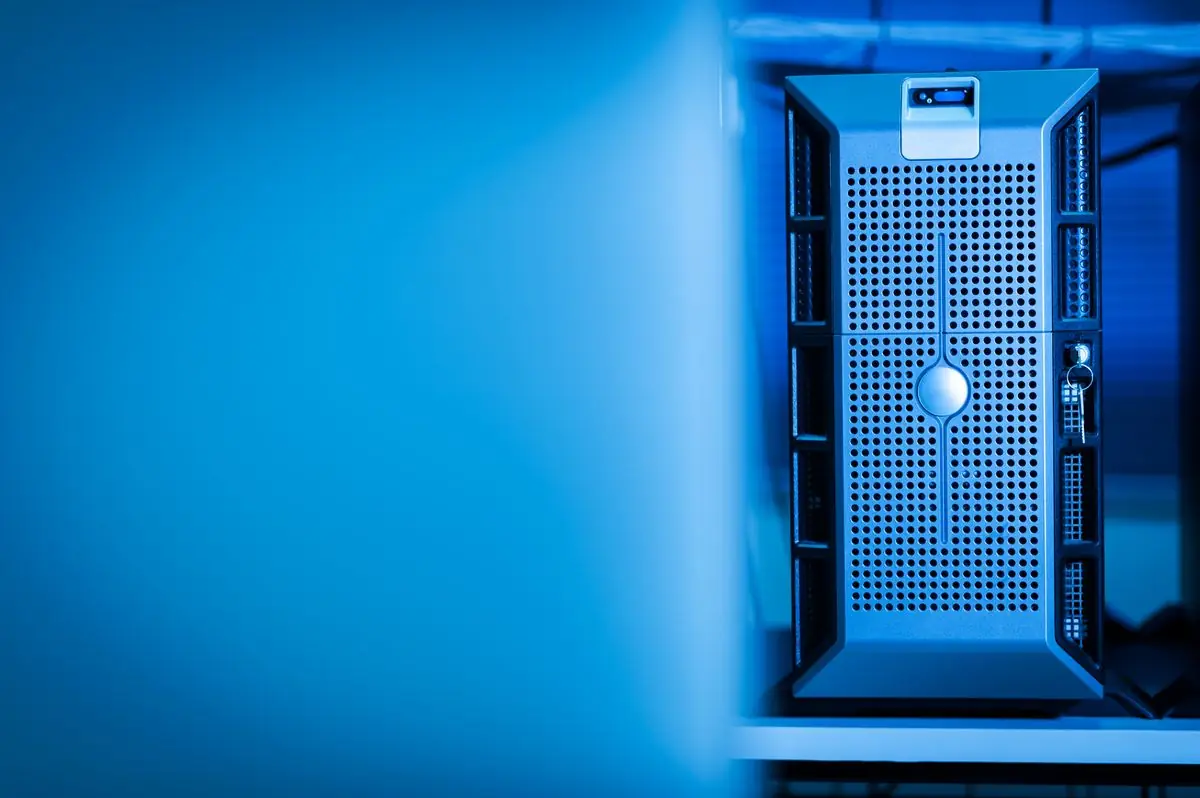 Servers in a dark data centre
