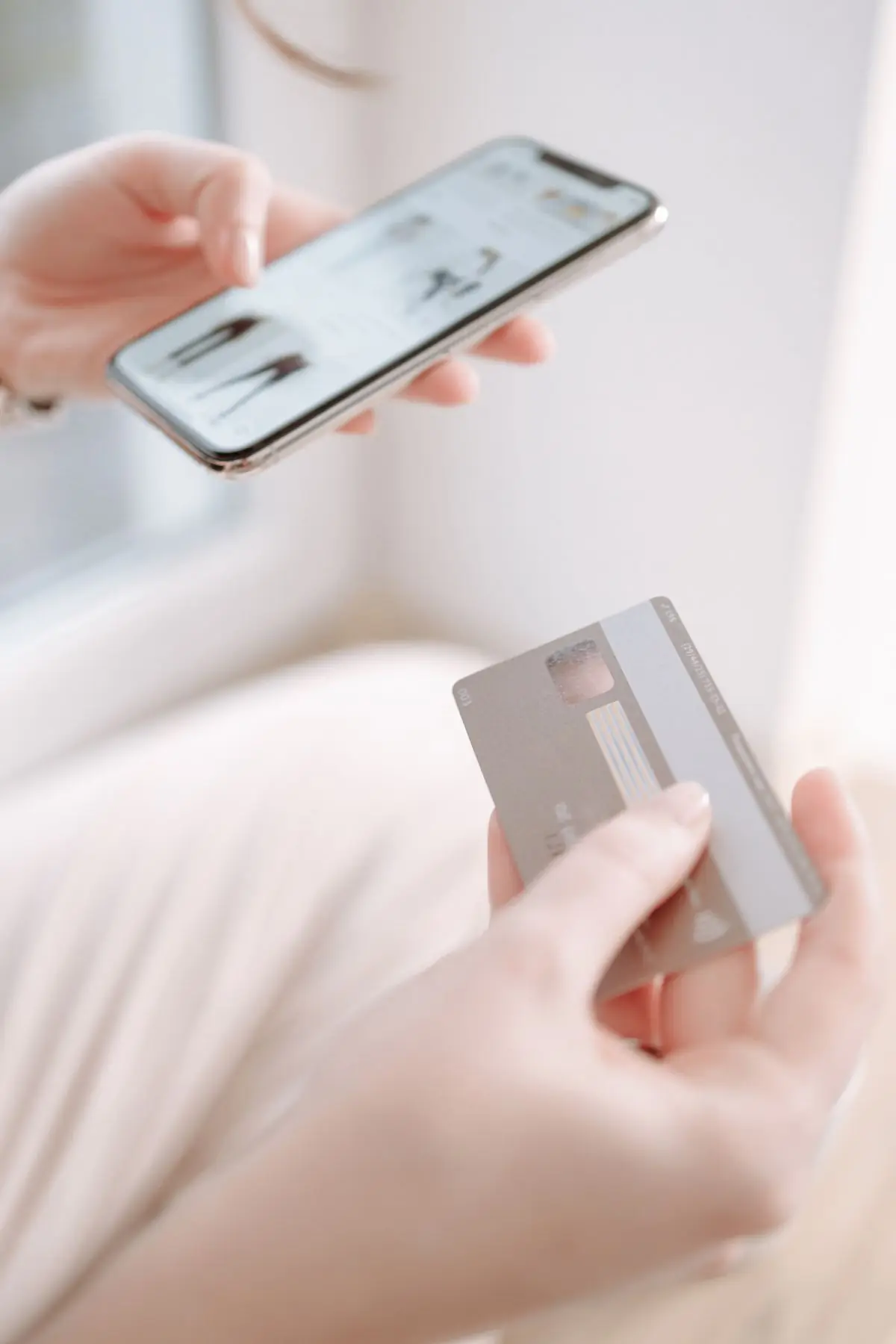 Online shopping on a phone with a card