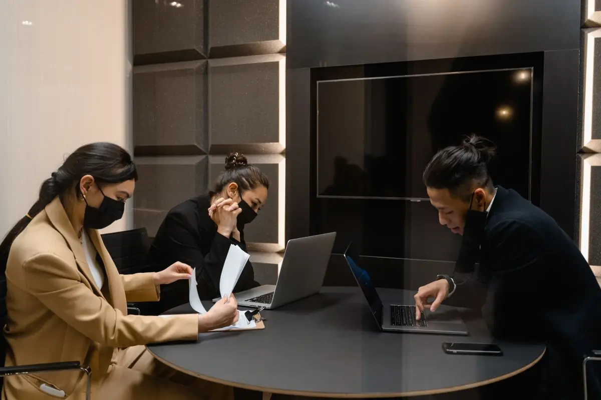A small team working together at a desk